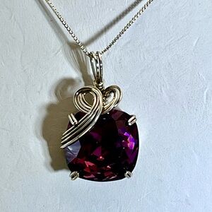 Timeless Vintage Swarovski Crystal Purple and Sterling Silver Necklace